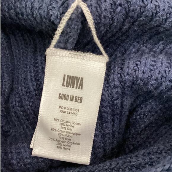 Lunya Cozy Cotton Silk Button Front Cardigan In Deep Blue Heather Size L - XL - Picture 9 of 10